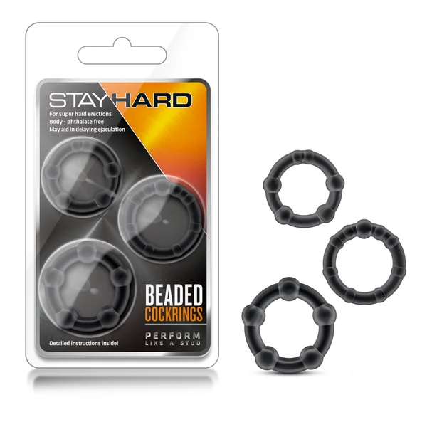 Stay Hard Beaded Cockrings - 3 Pack - Black — image 8 of 10
