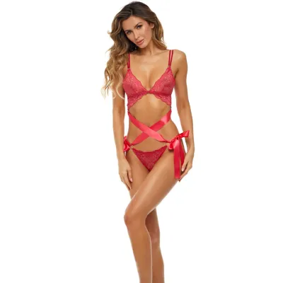 Love Status Lace 2 Pc Bra Set Medium large Red