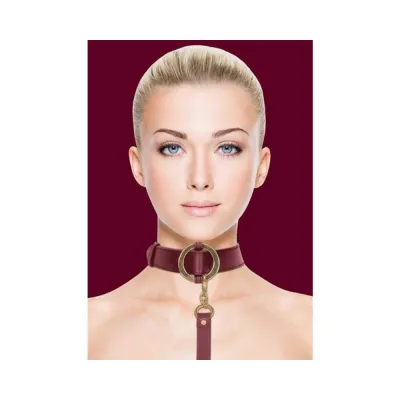 Ouch Halo Collar With Leash Burgundy