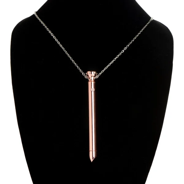 Charmed 7X Rechargeable Stainless Steel Vibrating Necklace - Rose Gold