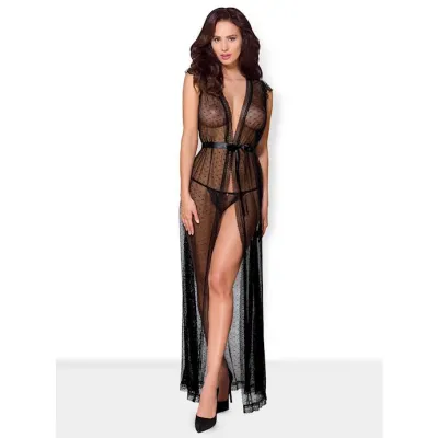 Obsessive Glamour Robe And Thong Black S m