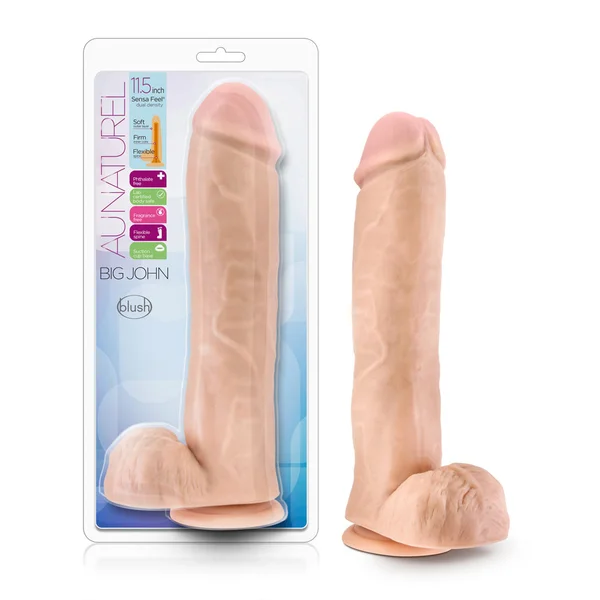 Au Naturel - Big John - 11.5 Inch Sensa Feel Dual  Density Dildo - Vanilla — image 6 of 9