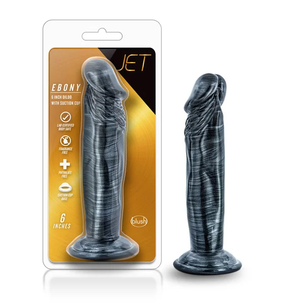 Jet - Ebony - 6 Inch Dildo - Carbon Metallic Black — image 6 of 7