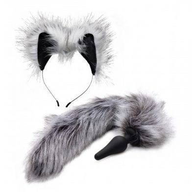 Grey Wolf Tail and Ears Set