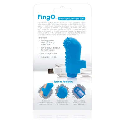 Charged Fingo Rechargeable Finger Vibe Blue