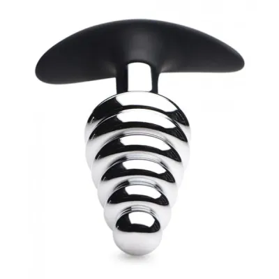 Dark Hive Metal Silicone Ribbed Anal Plug