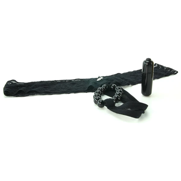 Hustler Vib Lace Thong with Beads Black M/L