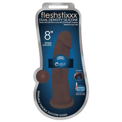 8 Inch Fleshstixxx Silicone Dildo With Balls Chocolate
