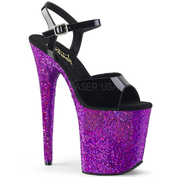 8 inches Heel, 4 inches PF Ankle Strap Sandal w/ Glitter Bottom — image 9 of 24