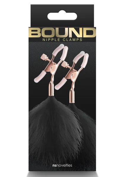Bound Adjustable F1 Feather Nipple Clamps by NS Novelties - Rose Gold & Pink