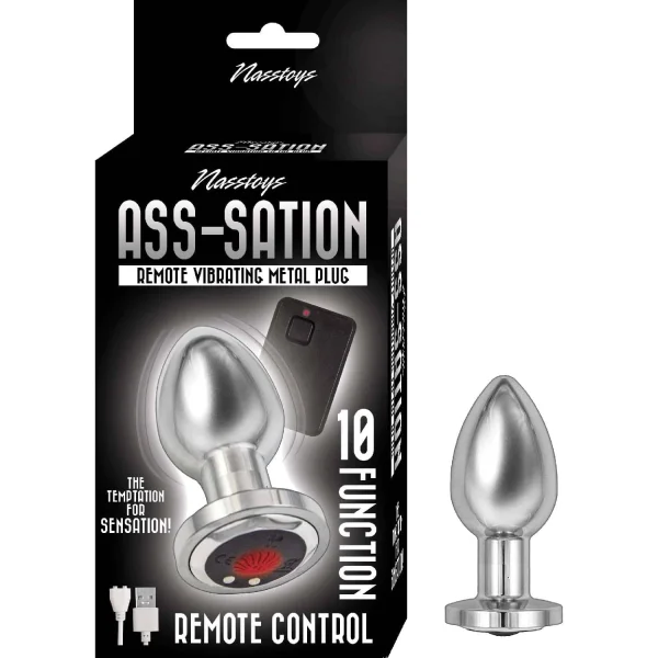Ass-sation Remote Vibrating Metal Plug Silver