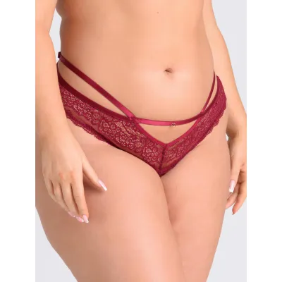 Lovehoney Plus Size Late Night Liaison Wine Crotchless Brazilian Knickers