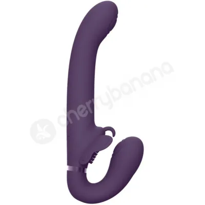 Vive Satu Pulse Wave Vibrating Strapless Purple Strap On Vibrator