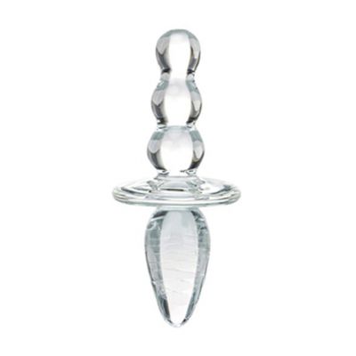 Glas Titus Beaded Glass Butt Plug Clear Os