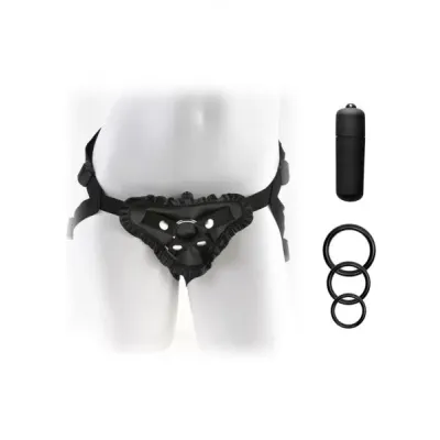 Fetish Fantasy Leather Lovers Vibrating Harness Adjustable Black