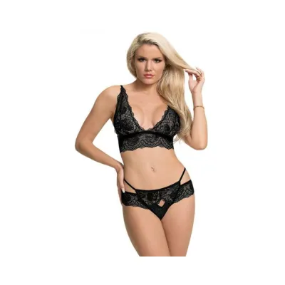 Magic Silk Sugar Spice Bra Panty Set Black L xl