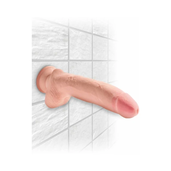 King Cock Triple Density 10 inches Fat Dildo with Balls Beige