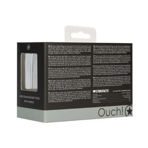 Ouch! Large Diamond Butt Plug With Handle - Black — image 4 of 9