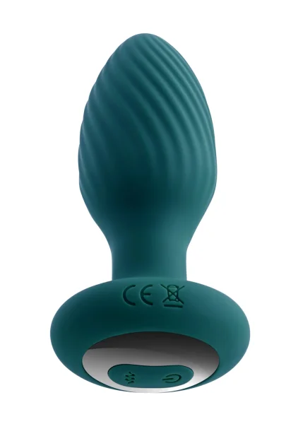 Playboy Pleasure Spinning Tail Teaser Silicone Rotating Vibrating Butt Plug With Remote - Evergreen