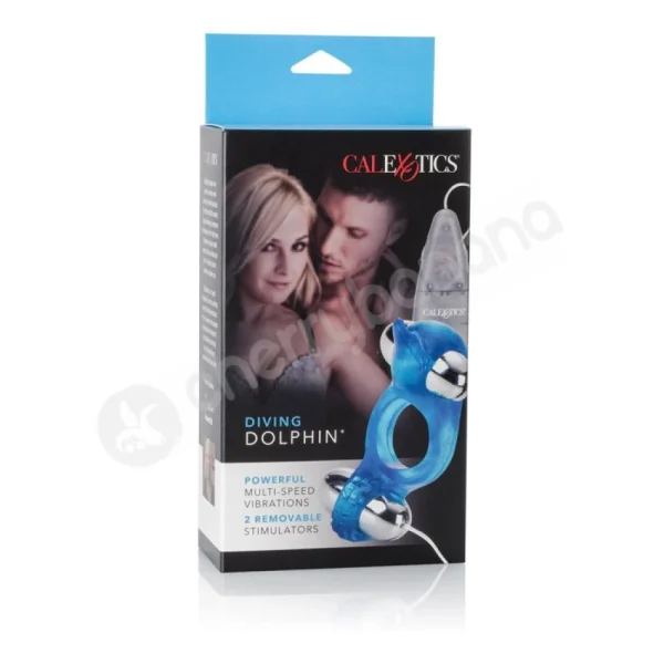 Blue Diving Dolphin Vibrating Cock Ring