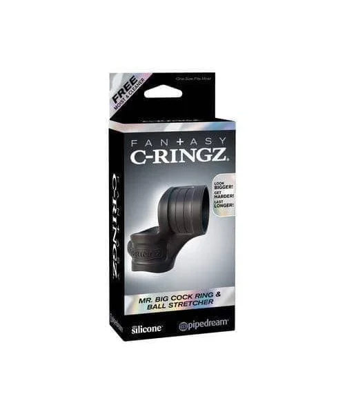Fantasy C-Ring Mr Big Cock Ring and Ball Stretcher - Black