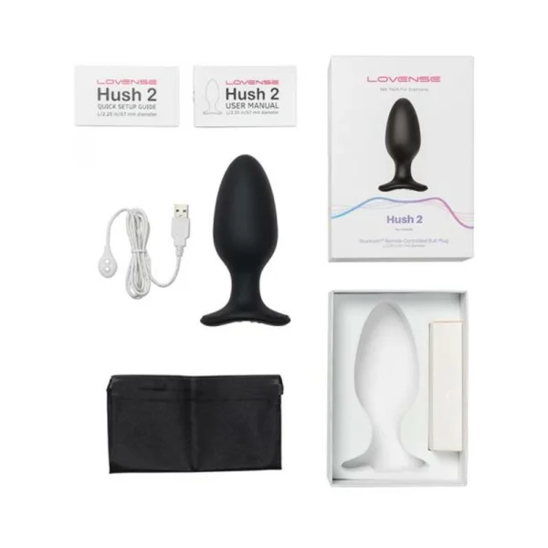 Lovense Hush 2 Large App Controlled Rechargeable Vibrating Butt Plug 2.25 Inch