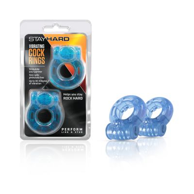Stay Hard Vibrating Cock Ring 2 Pack Blue