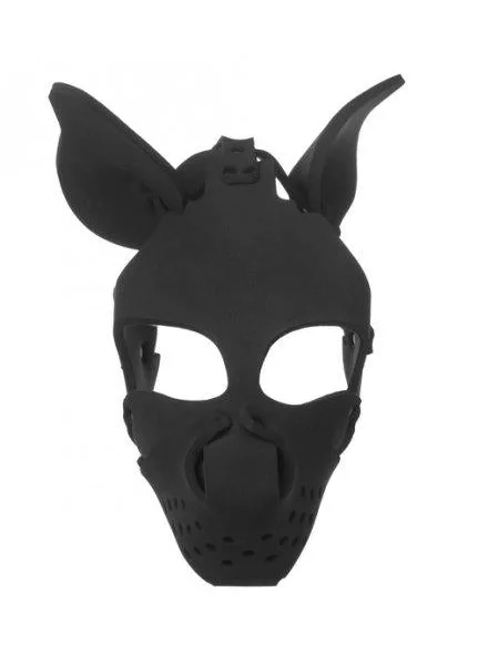 Neoprene Dog Hood With Removable Muzzle Black