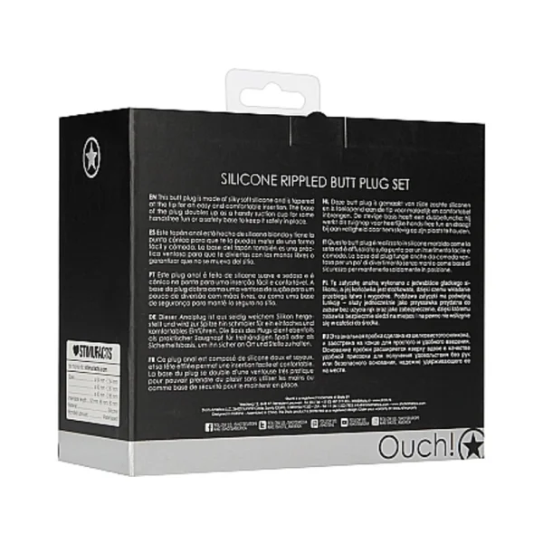 Ouch Rippled Butt Plug Set Black — image 9 of 17