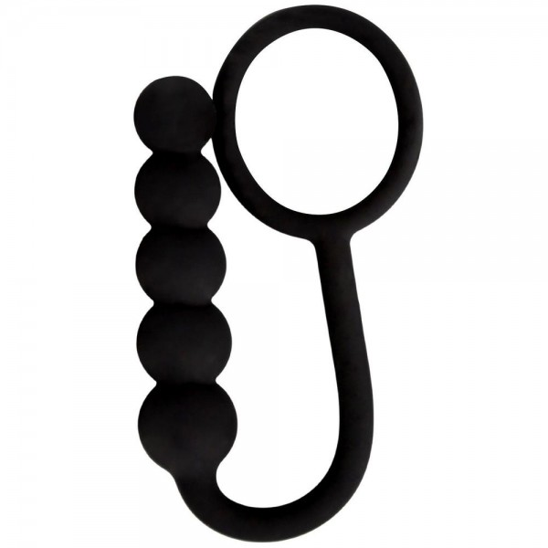Beaded Silicone Anal Plug with Cock Ring For Men