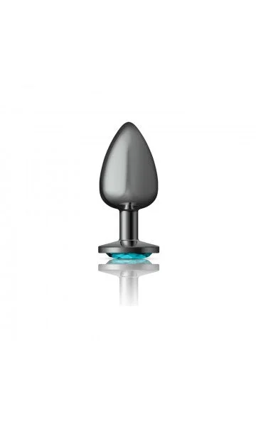 Cheeky Charms Gunmetal Grey Butt Plug with Teal Gem