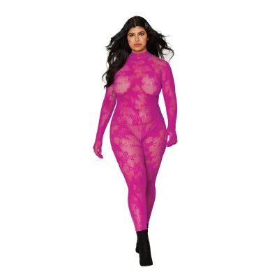 Bodystocking With Finger Gloves Queen Size Azalea