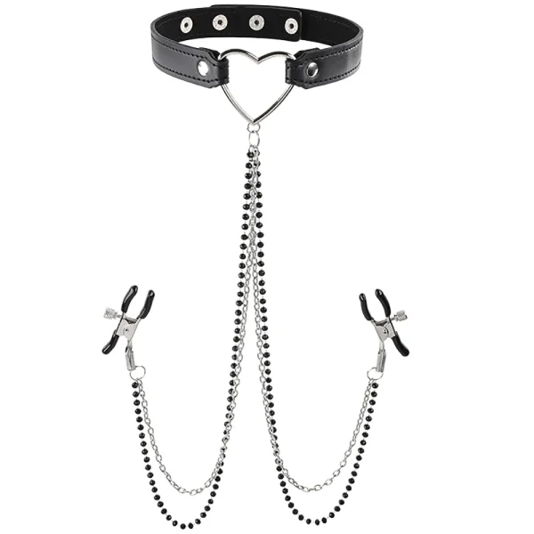 Sex & Mischief Amor Collar With Nipple Clamps By Sportsheets