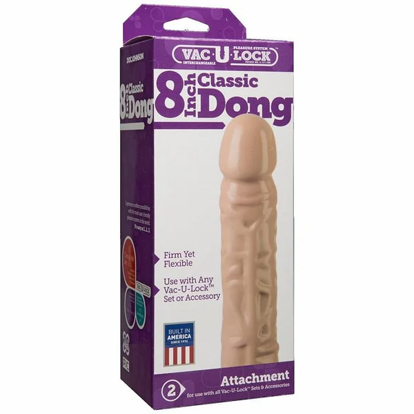 Vac-U-Lock 8 Inch Classic Dong - White — image 6 of 8