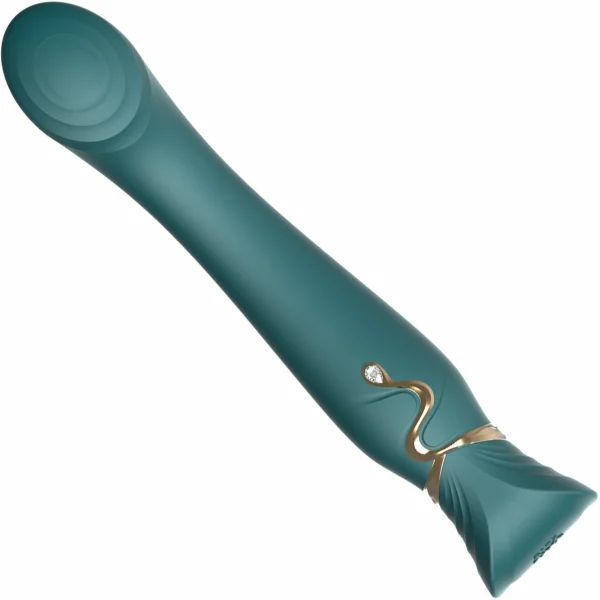 ZALO Queen Set Silicone Rechargeable G-Spot PulseWave Vibrator With Suction Sleeve - Jewel Green