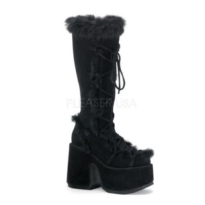 CAMEL 311 5 P F Goth Punk GoGo Blk Faux Suede Rabbit Fur Knee BT
