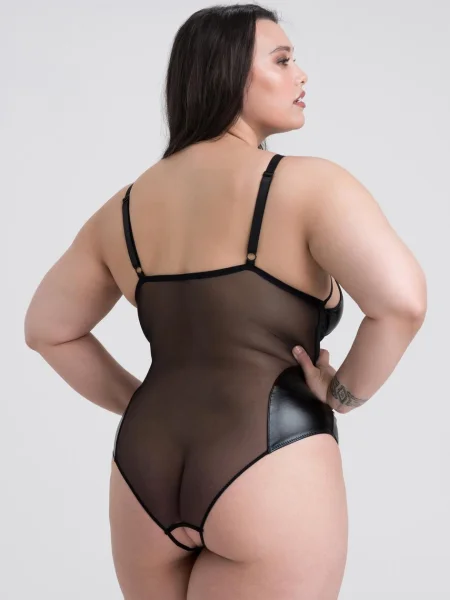 Lovehoney Plus Size Fierce Muse Wet Look Crotchless Teddy