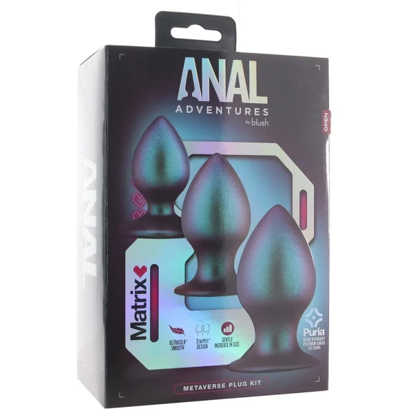 Anal Adventures Matrix Metaverse Silicone 3 Piece Butt Plug Kit By Blush - Dark Millenia