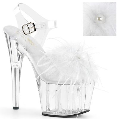 7 inches Heel 2 3 4 inches PF Ankle Strap Sandal w Feather Pearl