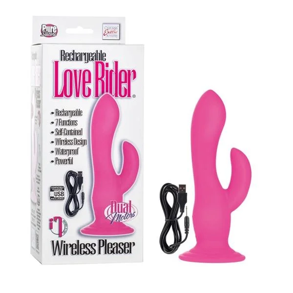 Rechargeable Love Rider Wireless Pleaser Silicone Dual Vibe Waterproof Pink 4.25 Inch — image 5 of 6