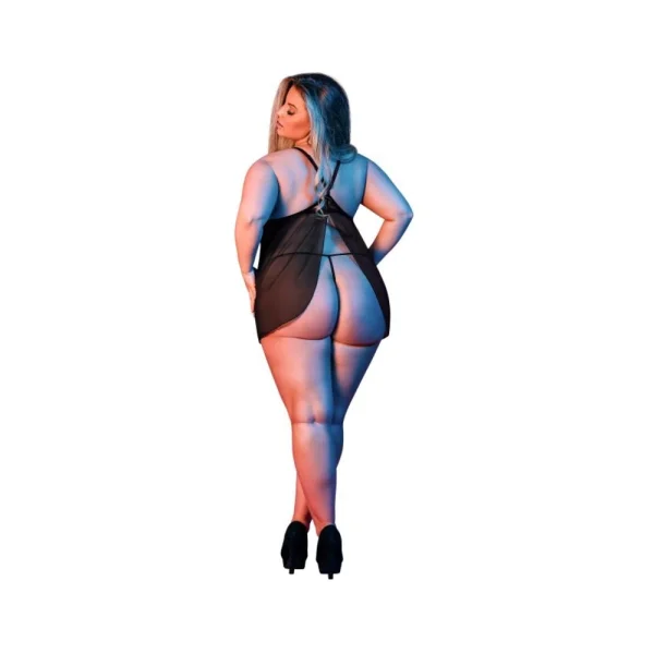 Magic Silk Sexy Time Baby Doll W Fly Away Back & G-set Black Queen Size — image 6 of 9