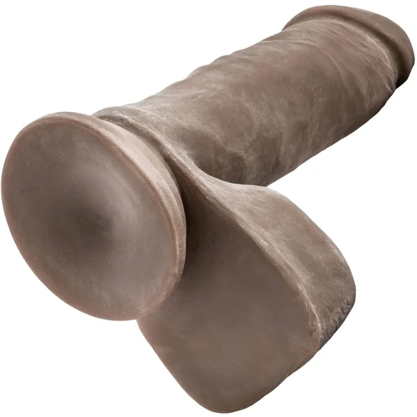 Au Naturel 8 Inch Sensa Feel Dual Density Dildo With Balls By Blush - Chocolate