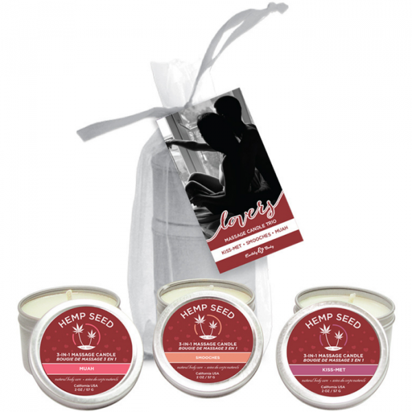 Hemp Seed Valentine Massage Candle Trio Set