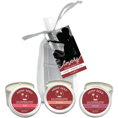 Hemp Seed Valentine Massage Candle Trio Set