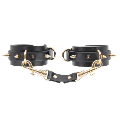 Love in Leather Spiked Wrist Cuffs Gold