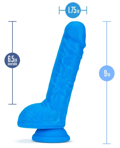 Neo - 9 Inch Dual Density Dildo - Neon Blue