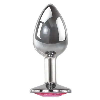 Adam Eve Pink Gem Anal Plug Small Silver Pink