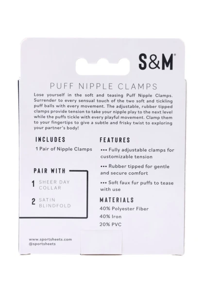 Sex & Mischief Puff Nipple Clamps By Sportsheets - Black & Rose Gold
