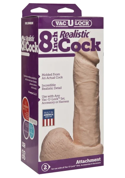 Doc Johnson Vac-U-Lock 8" Realistic Cock - Vanilla