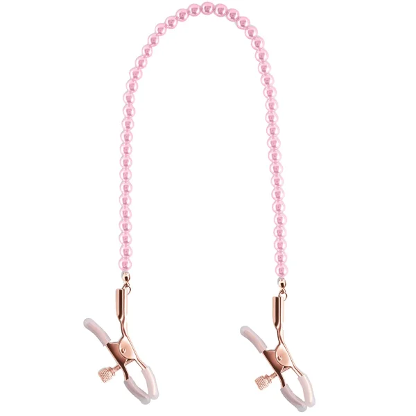 Bound Adjustable DC1 Pearl Chain Nipple Clamps by NS Novelties - Rose Gold & Pink
